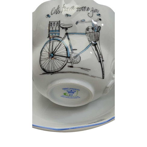 Cup and Saucer with Man Bicycle