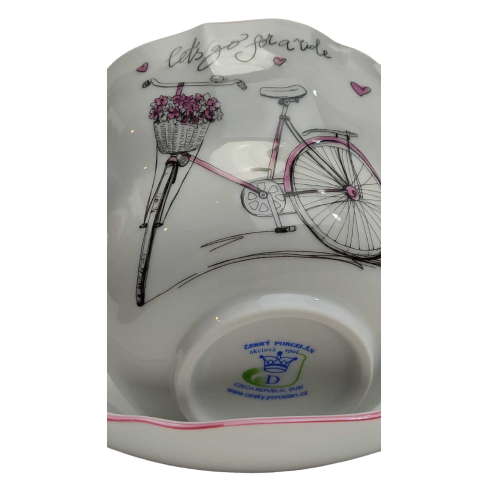 Cup and Saucer with Lady Bicycle