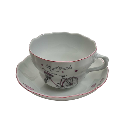 Cup and Saucer with Lady Bicycle