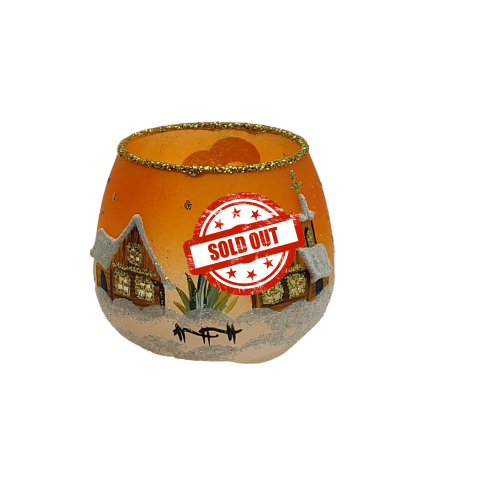 Christmas Light Orange Candle Holder 