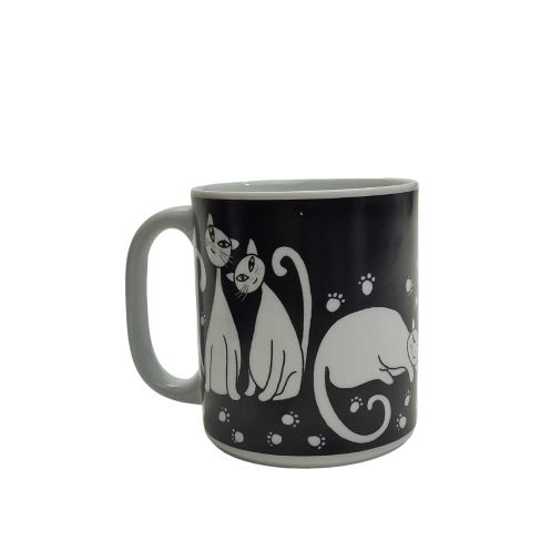 Cat Porcelain Black Mug 