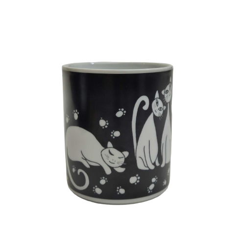 Cat Porcelain Black Mug 