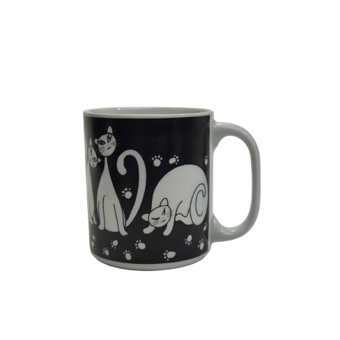 Cat Porcelain Black Mug 