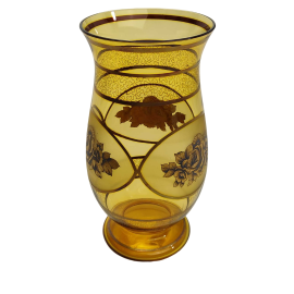 Amber Vase with 3 Roses